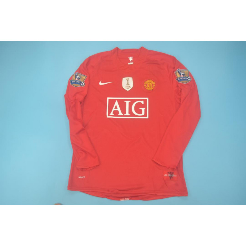 Manchester United Retro Manga Larga Local 07-08 Manchester United Retro Manga Larga Local 07-08