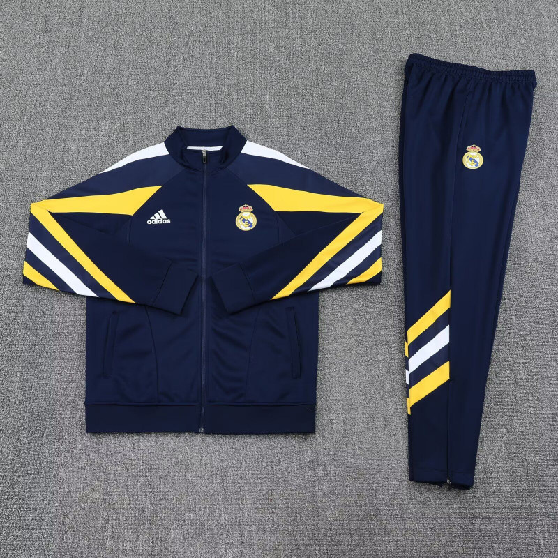 Real Madrid Chandal Retro Azul Oscuro Amarillo