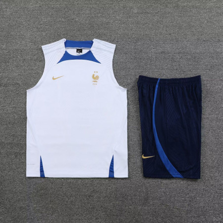 Kit Entrenamiento Francia Blanca Sin Mangas
